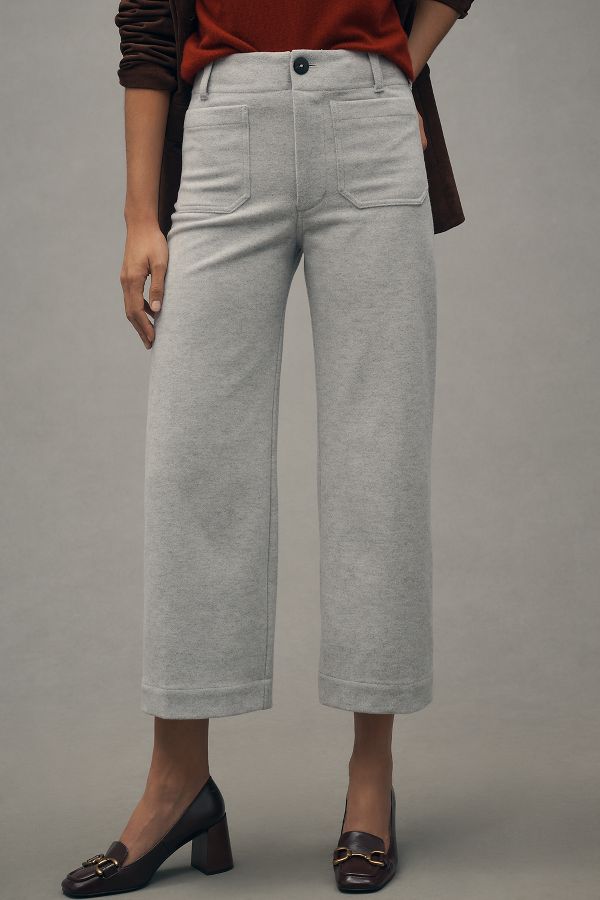 Slide View: 2: The Colette Cropped Wide-Leg Pants by Maeve: Brushed Knit Edition