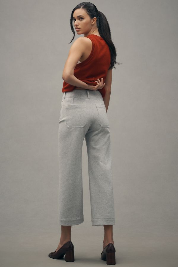 Slide View: 3: The Colette Cropped Wide-Leg Pants by Maeve: Brushed Knit Edition