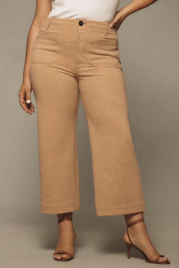 Slide View: 6: The Colette Cropped Wide-Leg Pants by Maeve: Brushed Knit Edition