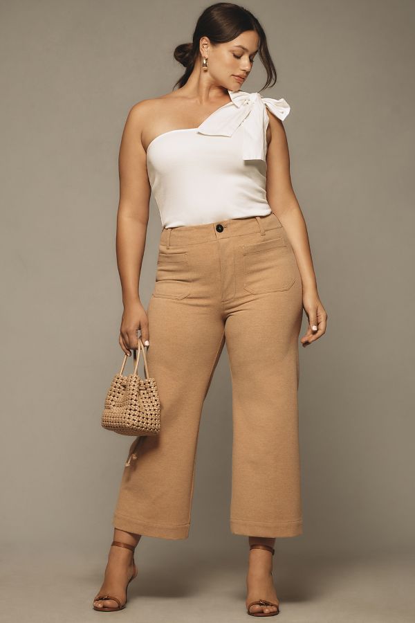 Slide View: 5: The Colette Cropped Wide-Leg Pants by Maeve: Brushed Knit Edition