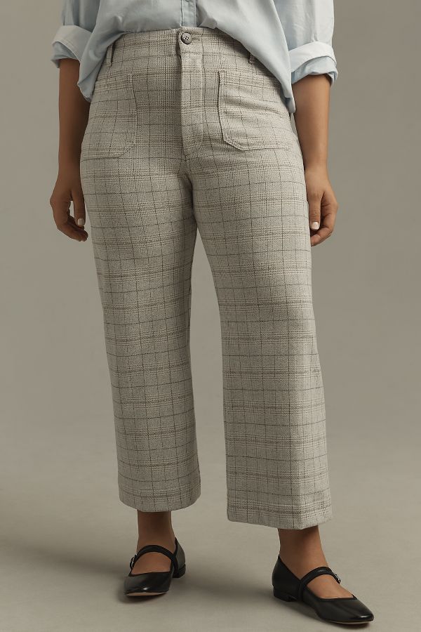 Slide View: 6: The Colette Cropped Wide-Leg Pants by Maeve: Knit Plaid Edition