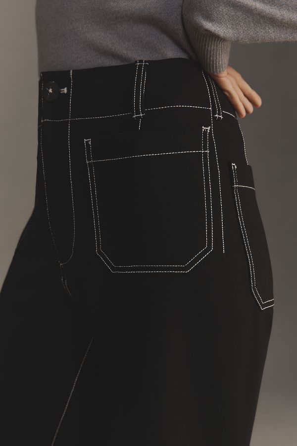 Slide View: 5: The Colette Cropped Wide-Leg Pants by Maeve: Ponte Contrast Edition