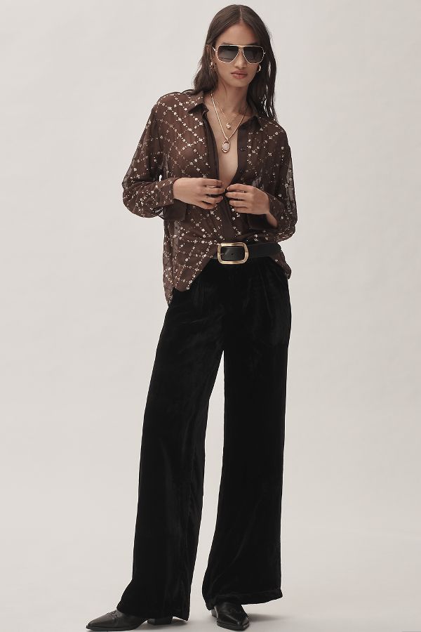 Slide View: 1: By Anthropologie Wide-Leg Velvet Pants