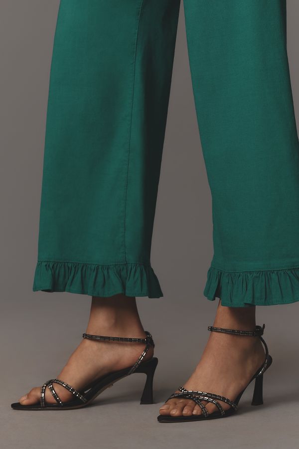 Slide View: 3: The Colette Cropped Wide-Leg Pants by Maeve: Ruffled Edition