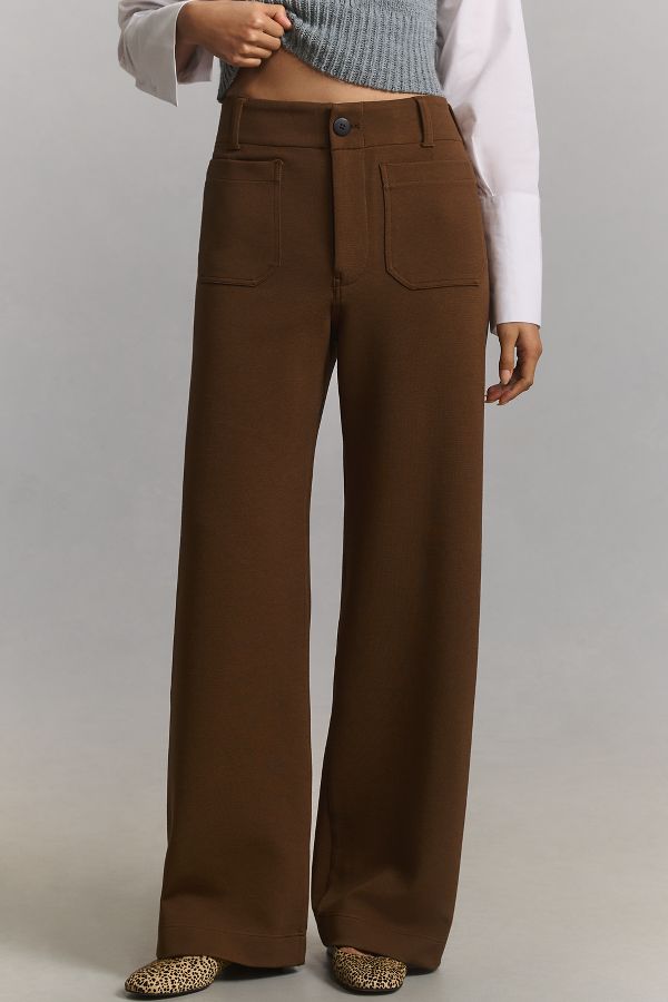 Slide View: 2: The Colette Full-Length Wide-Leg Pants by Maeve: Knit Edition