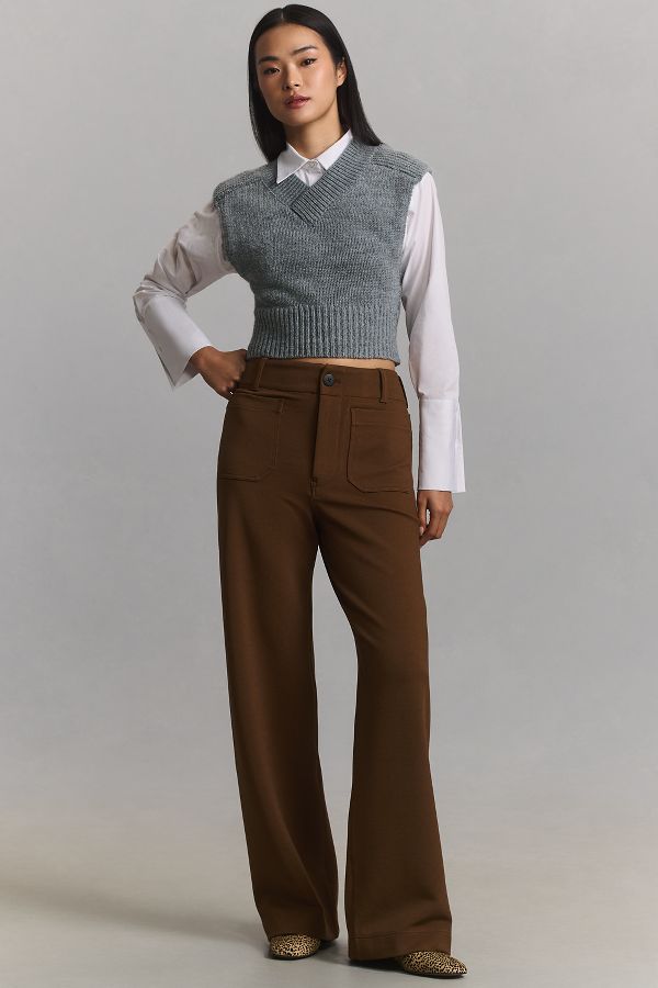 Slide View: 1: The Colette Full-Length Wide-Leg Pants by Maeve: Knit Edition