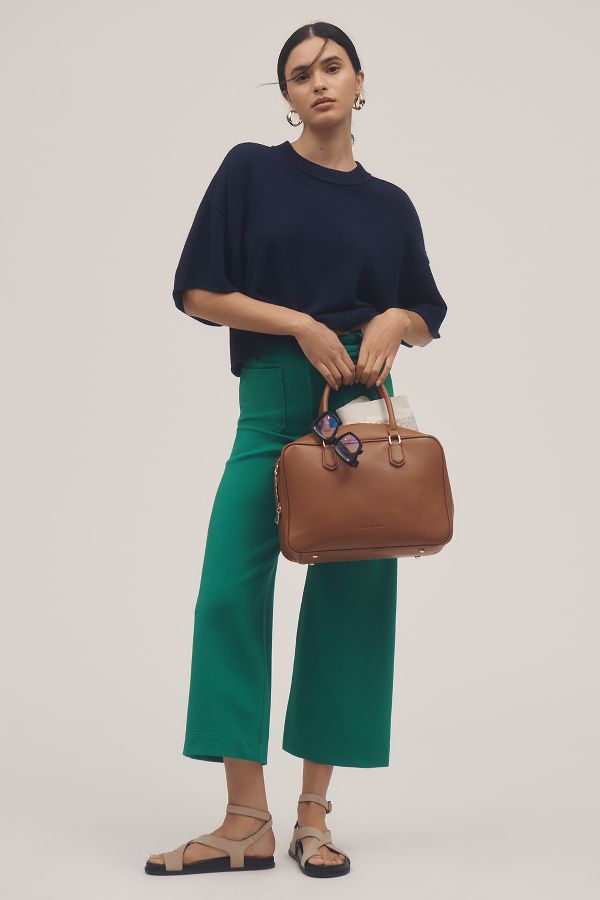 Slide View: 1: The Colette Cropped Wide-Leg Pants by Maeve: Knit Edition