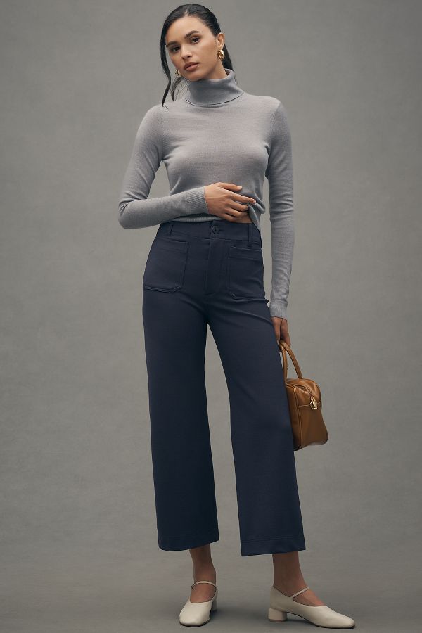 Slide View: 1: The Colette Cropped Wide-Leg Pants by Maeve: Knit Edition