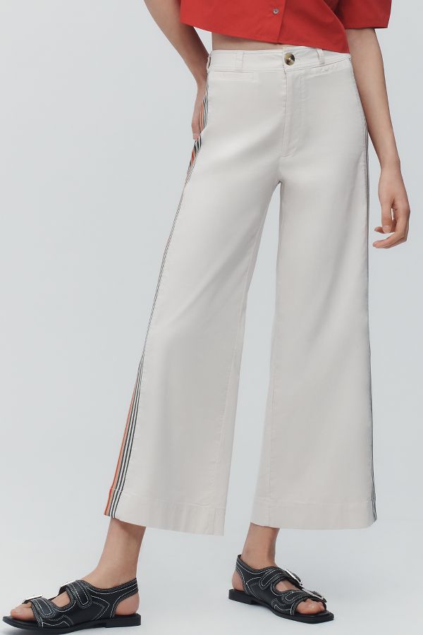 Vista diapositiva: 4: The Ettie High-Rise Crop Wide-Leg Jeans by Maeve: Bold Stripe Edition