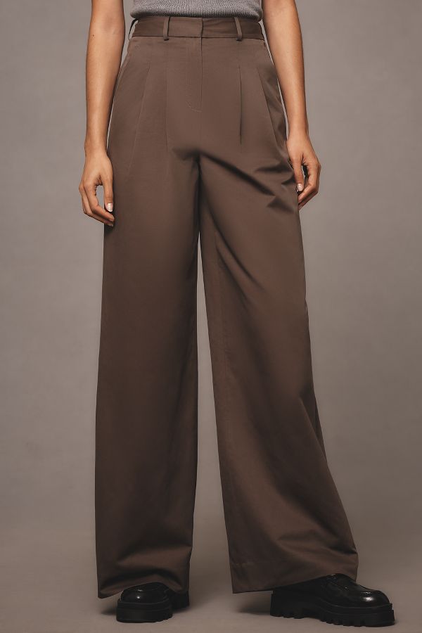 Slide View: 2: Derek Lam 10 Crosby Juliana Wide-Leg Pleated Trousers