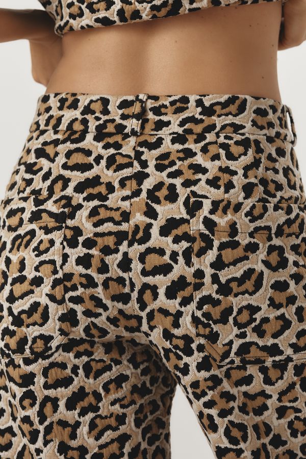 Slide View: 4: The Ettie High-Rise Crop Wide-Leg Trousers by Maeve: Leopard Edition