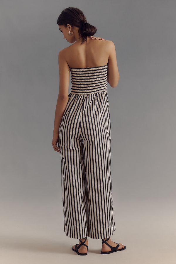 Slide View: 3: Bishop + Young Elva Strapless Tie-Front Striped Jumpsuit