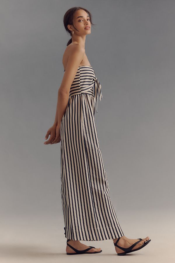 Slide View: 4: Bishop + Young Elva Strapless Tie-Front Striped Jumpsuit