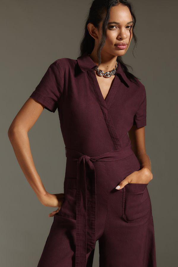 Slide View: 3: The Colette Wrap Jumpsuit by Maeve