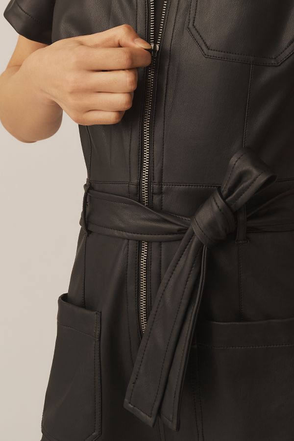 Slide View: 2: The Colette Weekend Jumpsuit by Maeve: Faux-Leather Edition