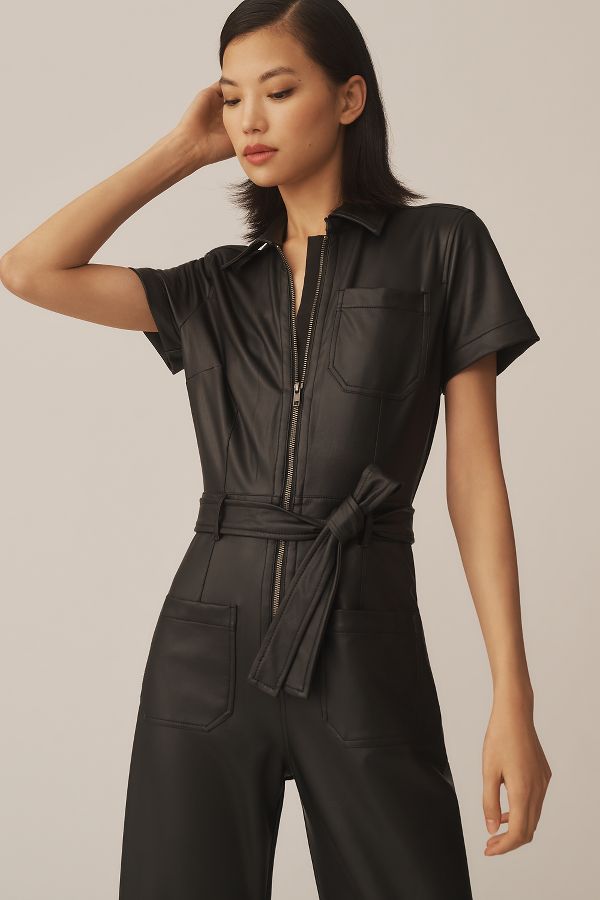 Slide View: 4: The Colette Weekend Jumpsuit by Maeve: Faux-Leather Edition