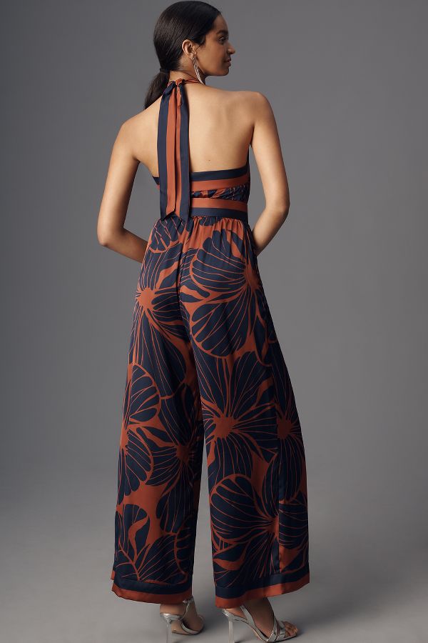 Slide View: 2: Hutch Benny Halter Belted Floral Jumpsuit