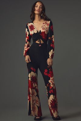 Farm Rio x Anthropologie Floral Cutout Jumpsuit