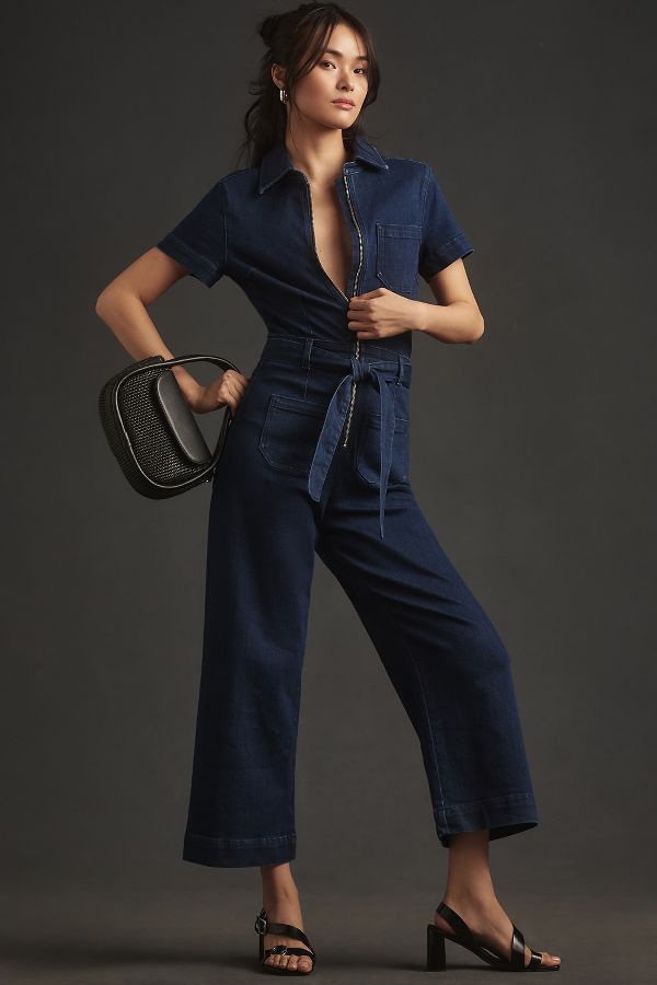 Slide View: 1: The Colette Weekend Denim Jumpsuit by Maeve