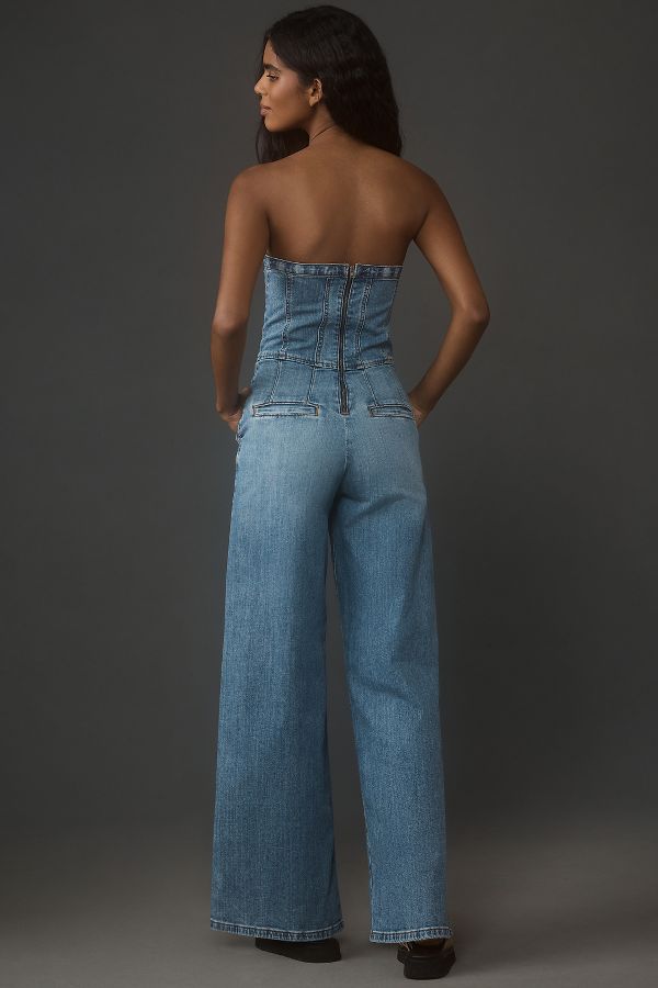 Slide View: 3: Pilcro Strapless Denim Corset Jumpsuit