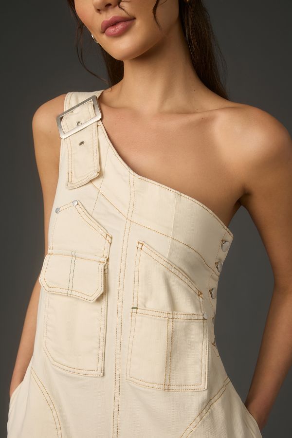 Slide View: 3: Pilcro One-Shoulder Utility Overalls