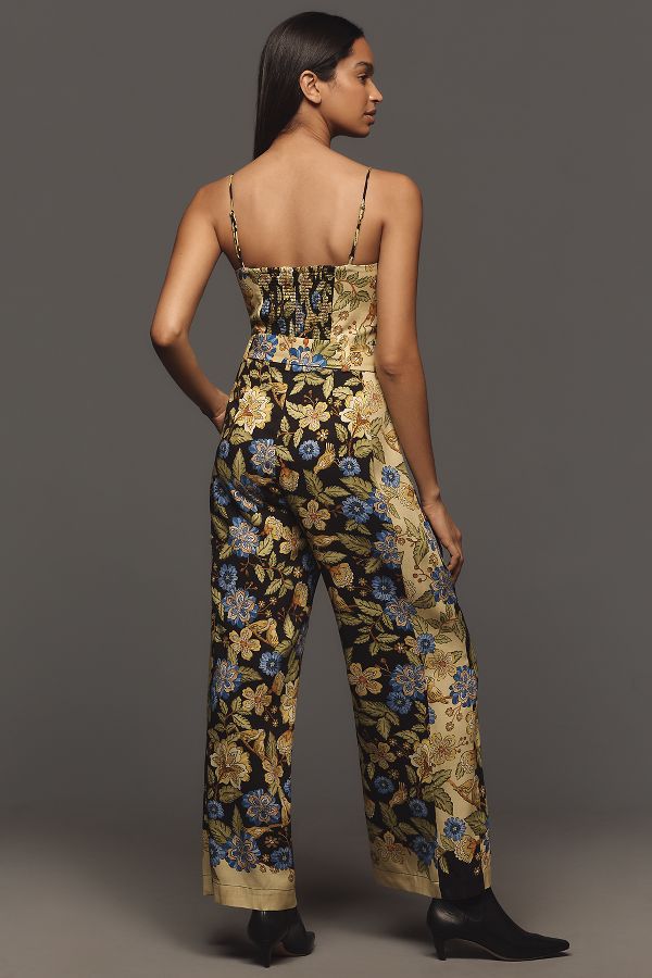 Slide View: 2: Farm Rio x Anthropologie Square-Neck Floral Jumpsuit