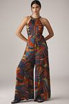 Thumbnail View 1: Farm Rio x Anthropologie Halter Printed Satin Jumpsuit