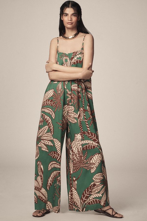 Slide View: 1: Farm Rio x Anthropologie Waistless Printed Jumpsuit