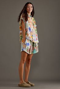 Slide View: 2: Kachel Tropical Printed Linen Shorts