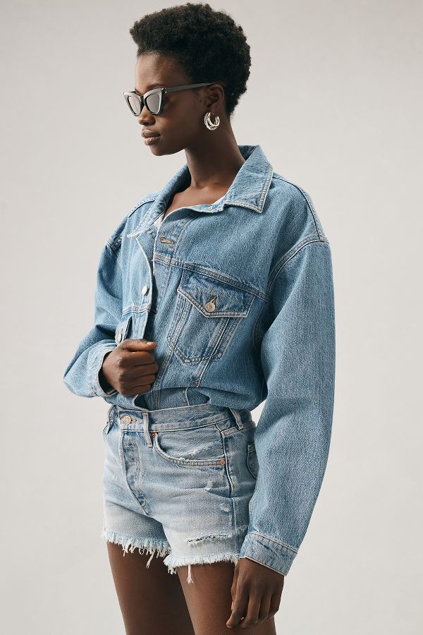 Slide View: 5: AGOLDE Parker Denim Fray Shorts