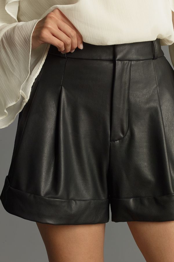 Slide View: 3: Maeve Faux Leather Cuffed Shorts