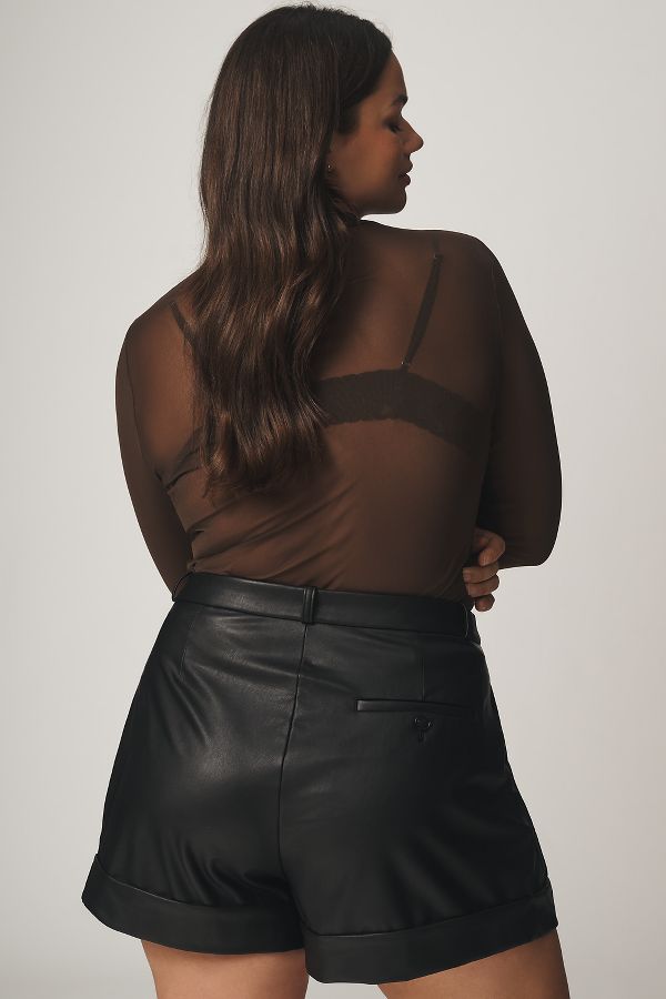 Slide View: 8: Maeve Faux Leather Cuffed Shorts