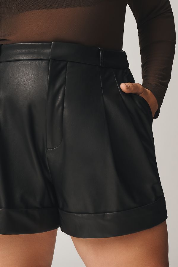 Slide View: 9: Maeve Faux Leather Cuffed Shorts