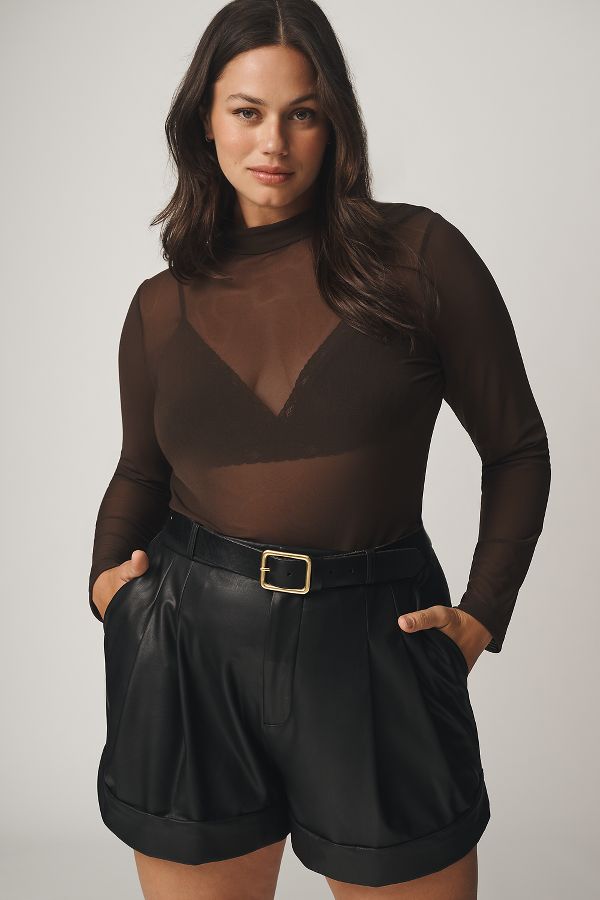 Slide View: 6: Maeve Faux Leather Cuffed Shorts