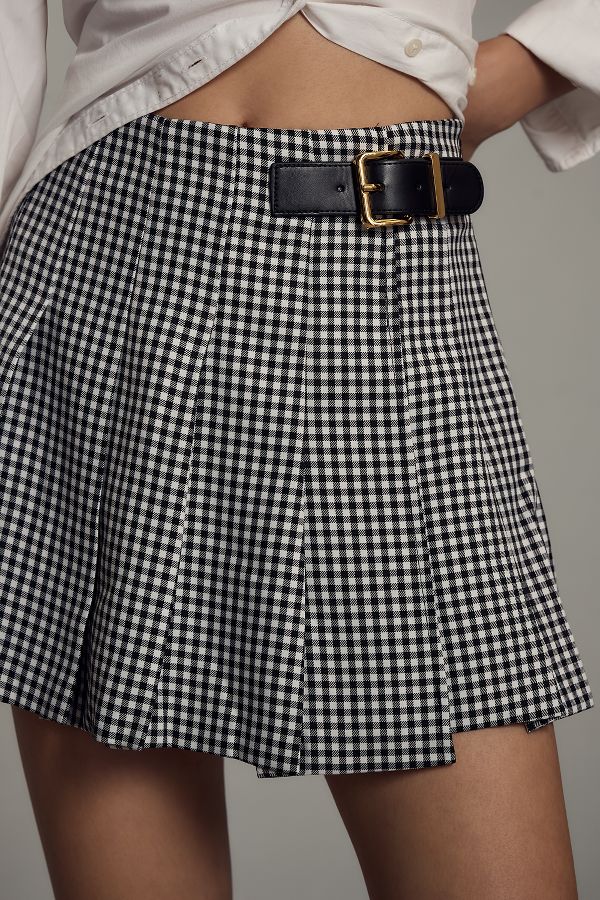 Slide View: 4: English Factory Gingham Pleated Skort