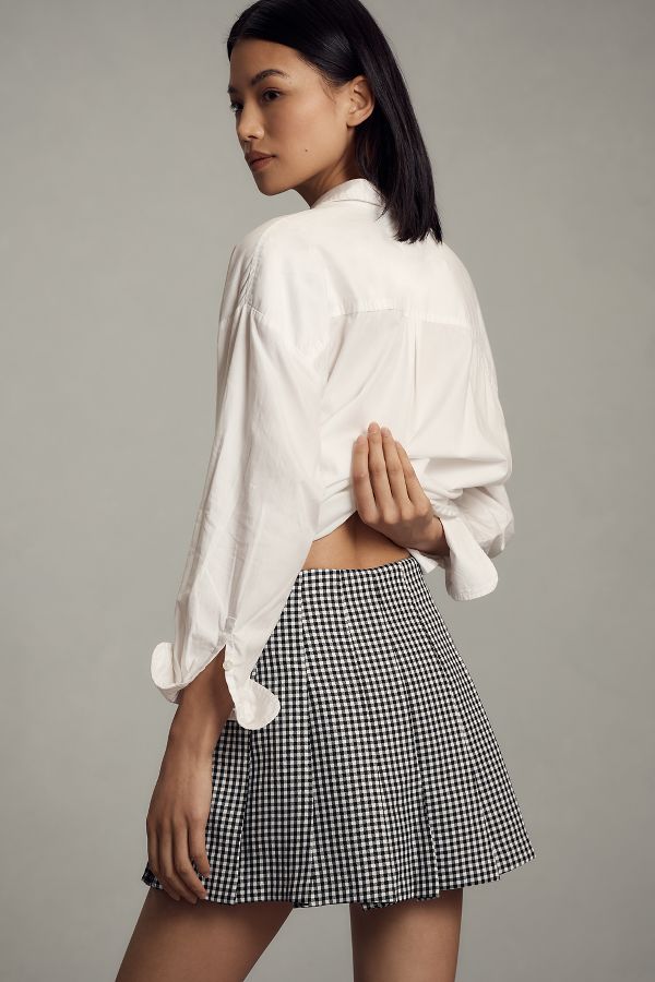 Slide View: 2: English Factory Gingham Pleated Skort