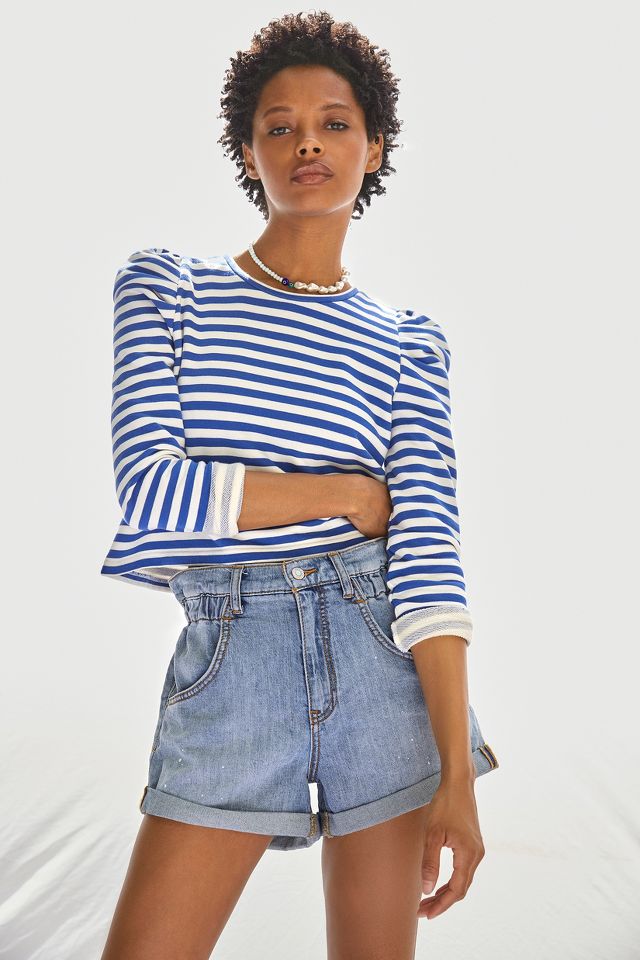 Pilcro Ultra High-Rise Kick Denim Shorts | Anthropologie