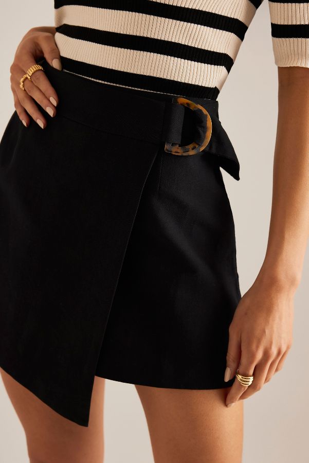 Slide View: 4: By Anthropologie Tort D-Ring Linen-Blend Skort