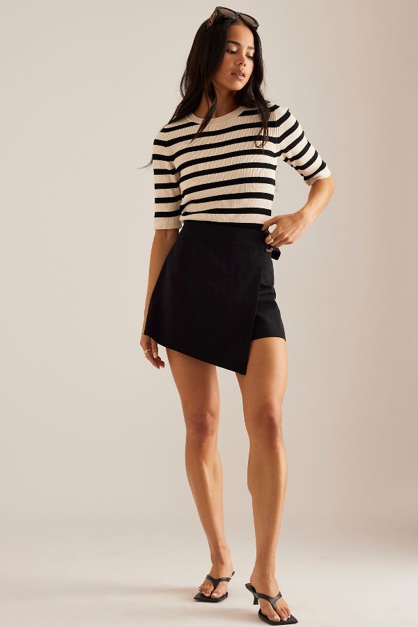 Slide View: 3: By Anthropologie Tort D-Ring Linen-Blend Skort