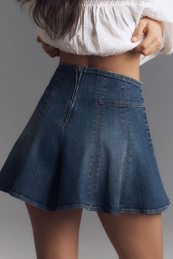 Slide View: 3: Shorts en denim évasé corset Pilcro