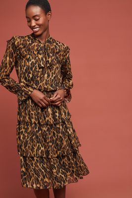 anthropologie animal print dress