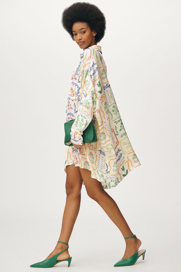 Slide View: 4: Corey Lynn Calter Long-Sleeve Printed Mini Shirt Dress