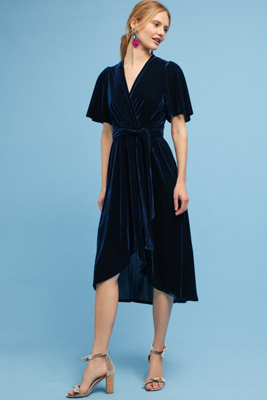 velvet long wrap dress