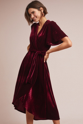 anthropologie red velvet dress