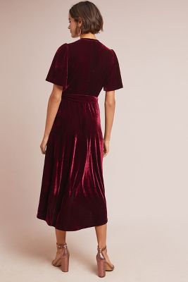 anthropologie velvet wrap dress