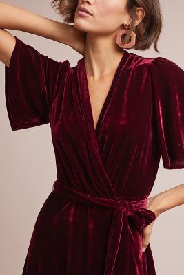 anthropologie velvet wrap dress