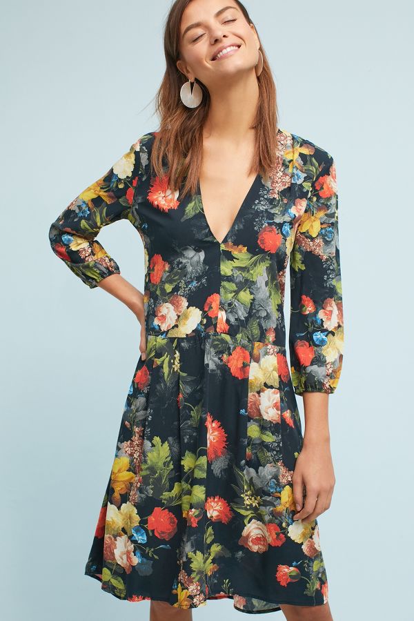 Floral V-Neck Dress | Anthropologie