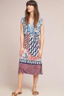 patchwork midi dress