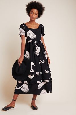 anthropologie black maxi dress