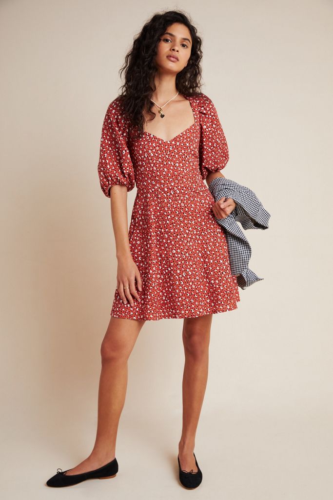 Anthropologie Malmo Puff-Sleeved Mini Dress